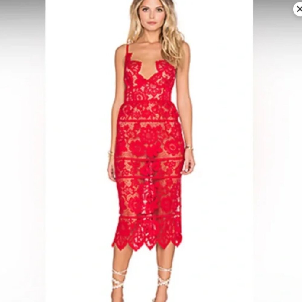 For Love and Lemons | Gianna Lace Dress Red Sz S - Picture 12 of 12
